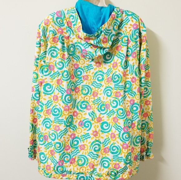 Vtg Multi Colored Windbraker Hoodie Jacket Duffel - Picture 4 of 5